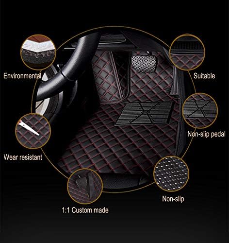 Custom Car Floor Mat Compatible with BMW Mercedes-Benz Toyota Cadillac Lexus Honda Infiniti Nissan Hyundai Kia Audi All Models Cars Sedans SUVs Automotive Mats (Black and White bar)