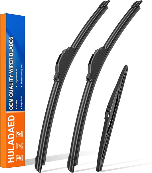 HULADAED® 26''+19''+16'' Windshield Wipers Replacement for Toyota Prius 2015 2014 2013 2012 2011 2010,Silicone Front Rear Wiper blades for MY Car-All Weather & Quiet(3 PACK)