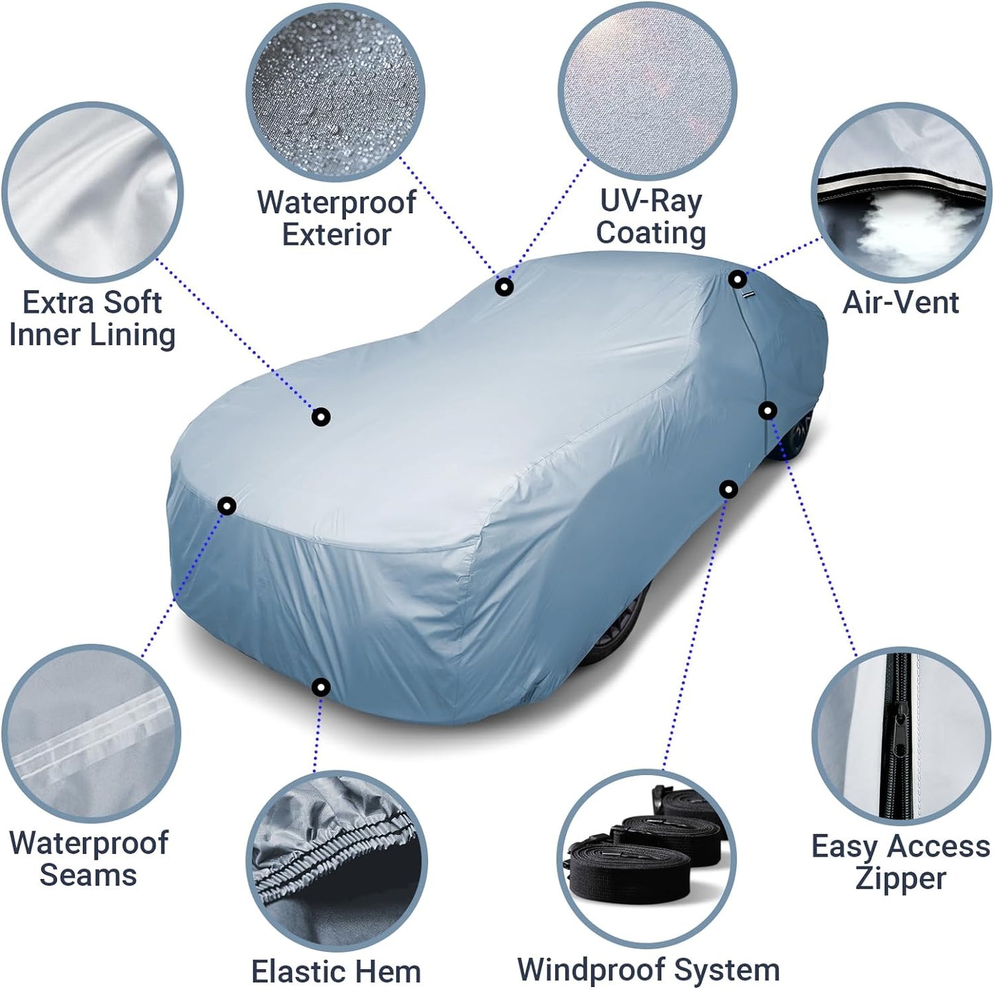 iCarCover Premium Car Cover for 1968-1979 Chevy Nova Heavy Duty Waterproof All-Weather Automobiles Custom Fit Indoor Outdoor UV Snow Protection Covers with Straps and Bag