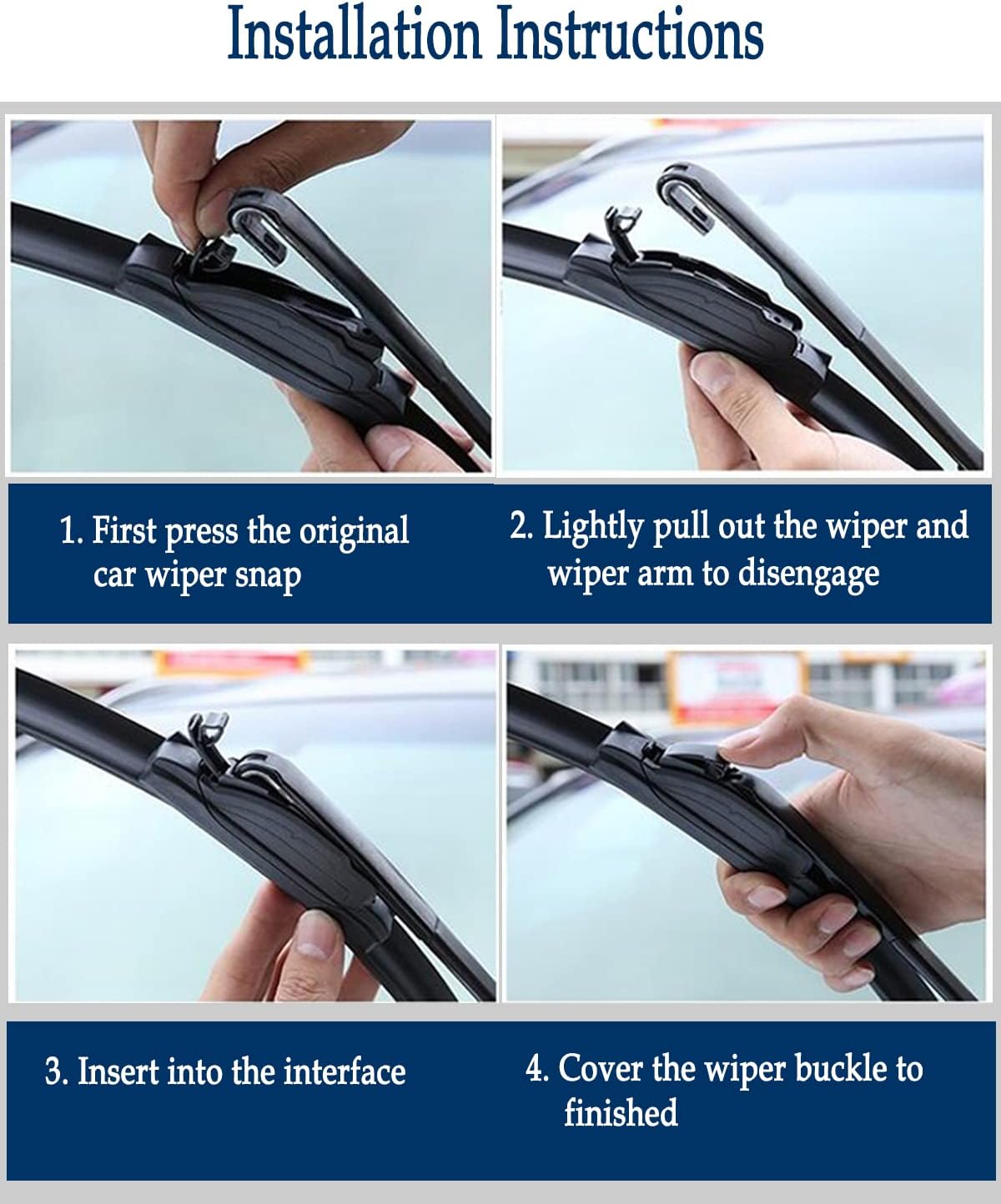 3Pcs Widshield Wiper Blades for Lincoln MKX 2007-2015, Ford Edge 2007-2014, Original Equipment Automotive Replacement Windshield Wiper Blades for My Car- 26"/20"/14D" (Pack of 3) J- HOOK