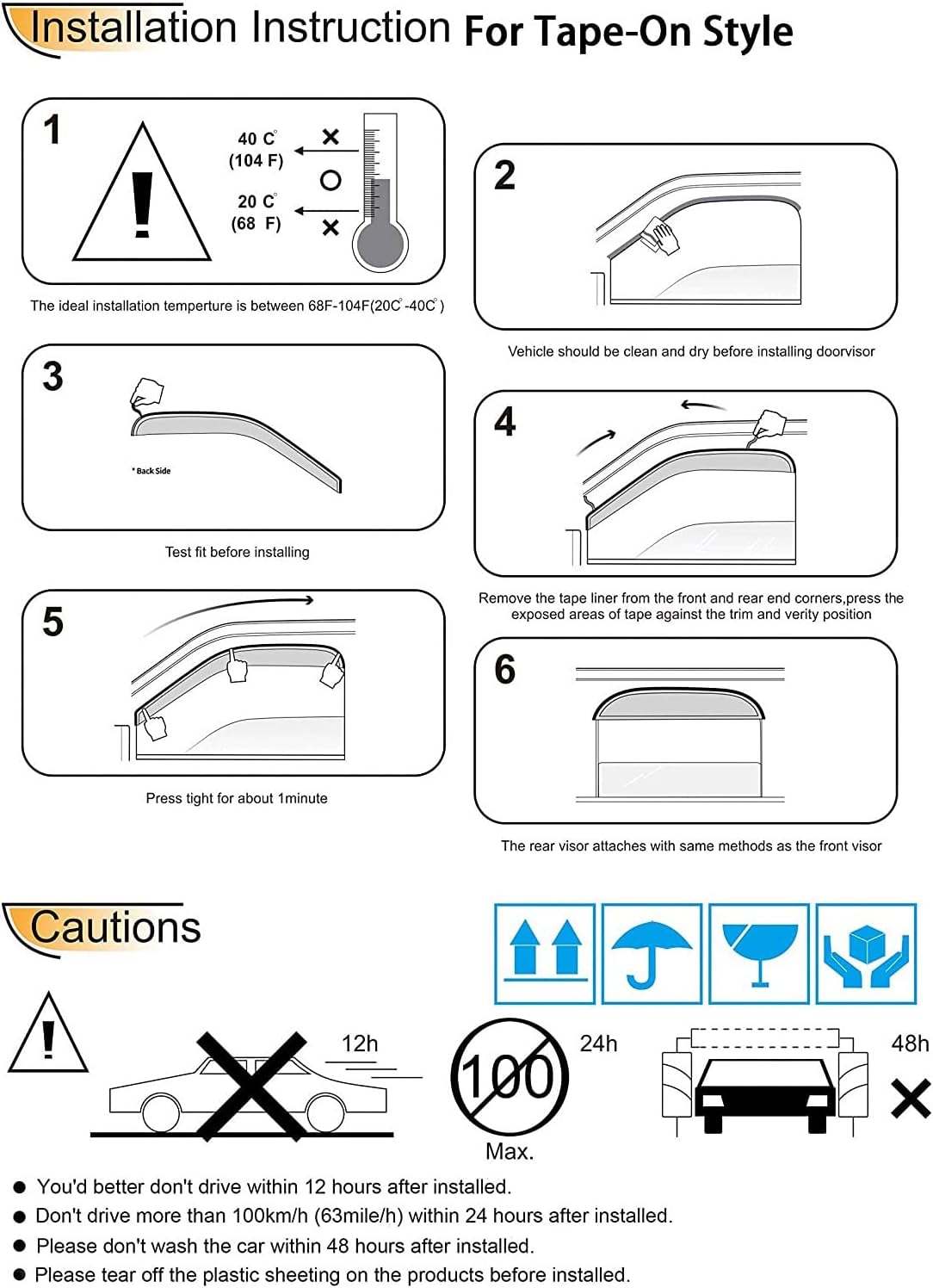 94236 Side Window Wind Deflector,4pc Outside Mount Style Nice Sun Rain Guards Set,Window Visor fit for 2002-2006 Toyota Camry Sedan