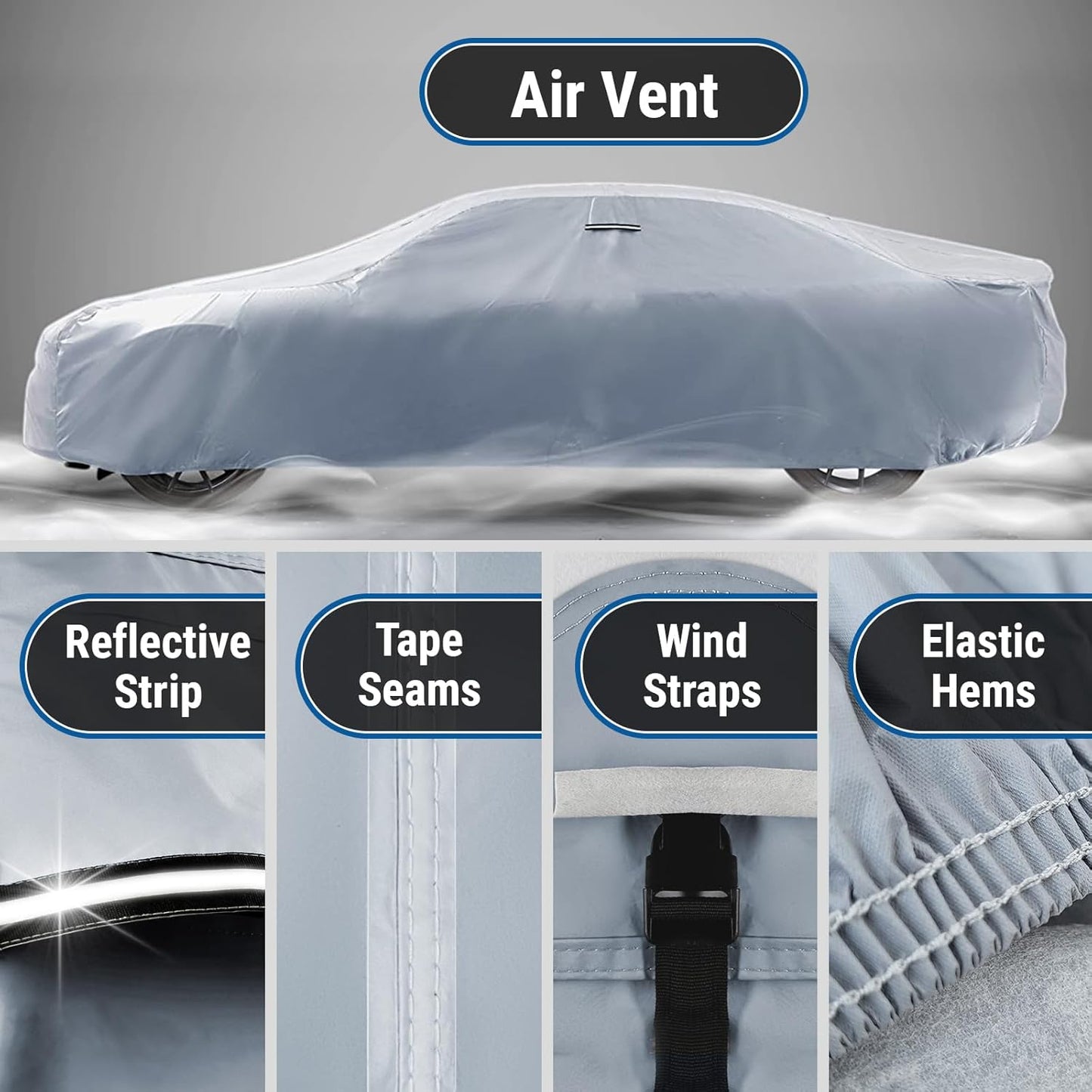 iCarCover Custom Car Cover for Buick Century Sedan, Coupe (1978-1981) Waterproof All-Weather Rain Snow UV Sun Protector Full Exterior Indoor Outdoor Car Cover (Stripe - Gray/Black)