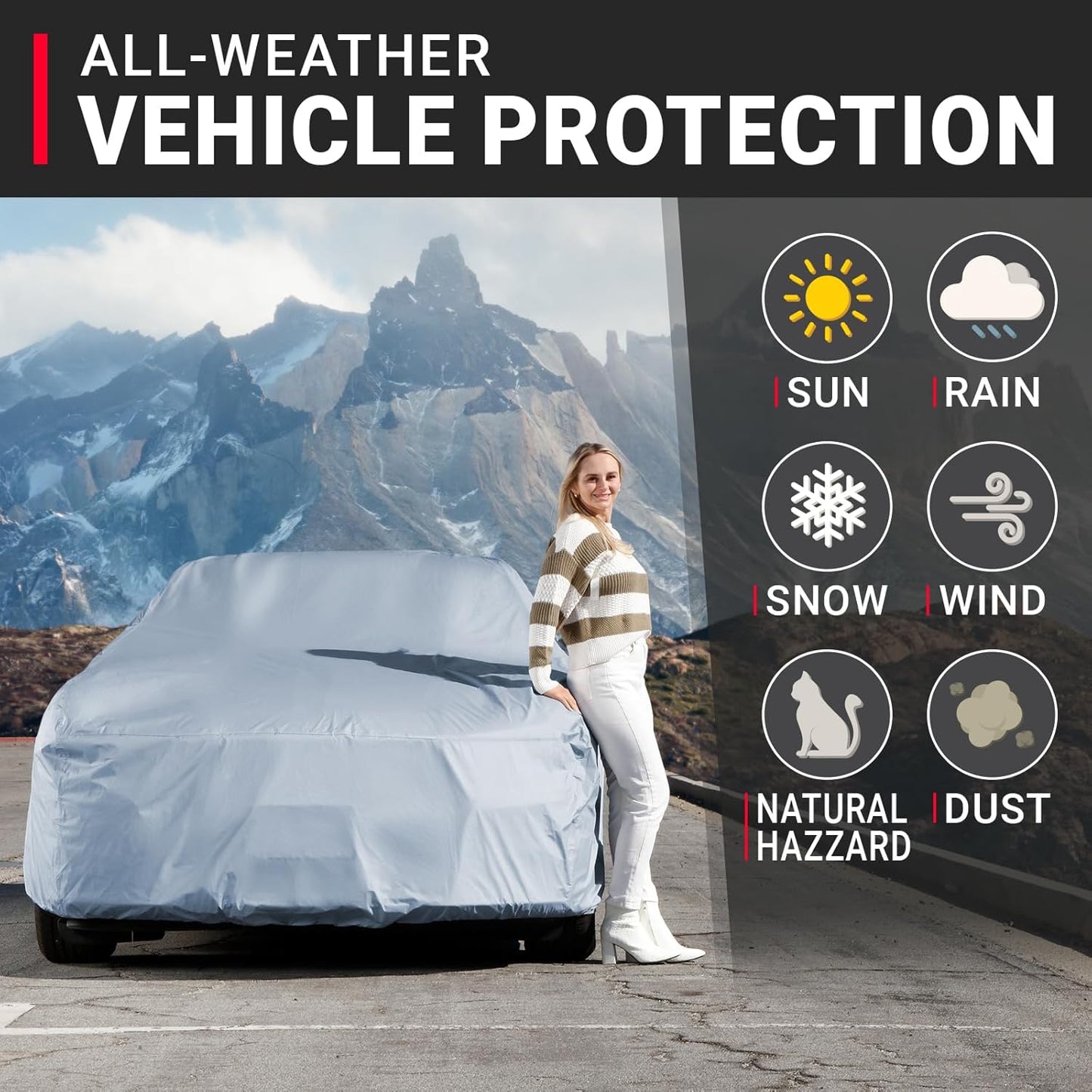 iCarCover Premium Car Cover for 1975-1976 Chevy Cosworth Vega Heavy Duty Waterproof All-Weather Automobiles Custom Fit Indoor Outdoor UV Snow Protection Covers with Straps and Bag