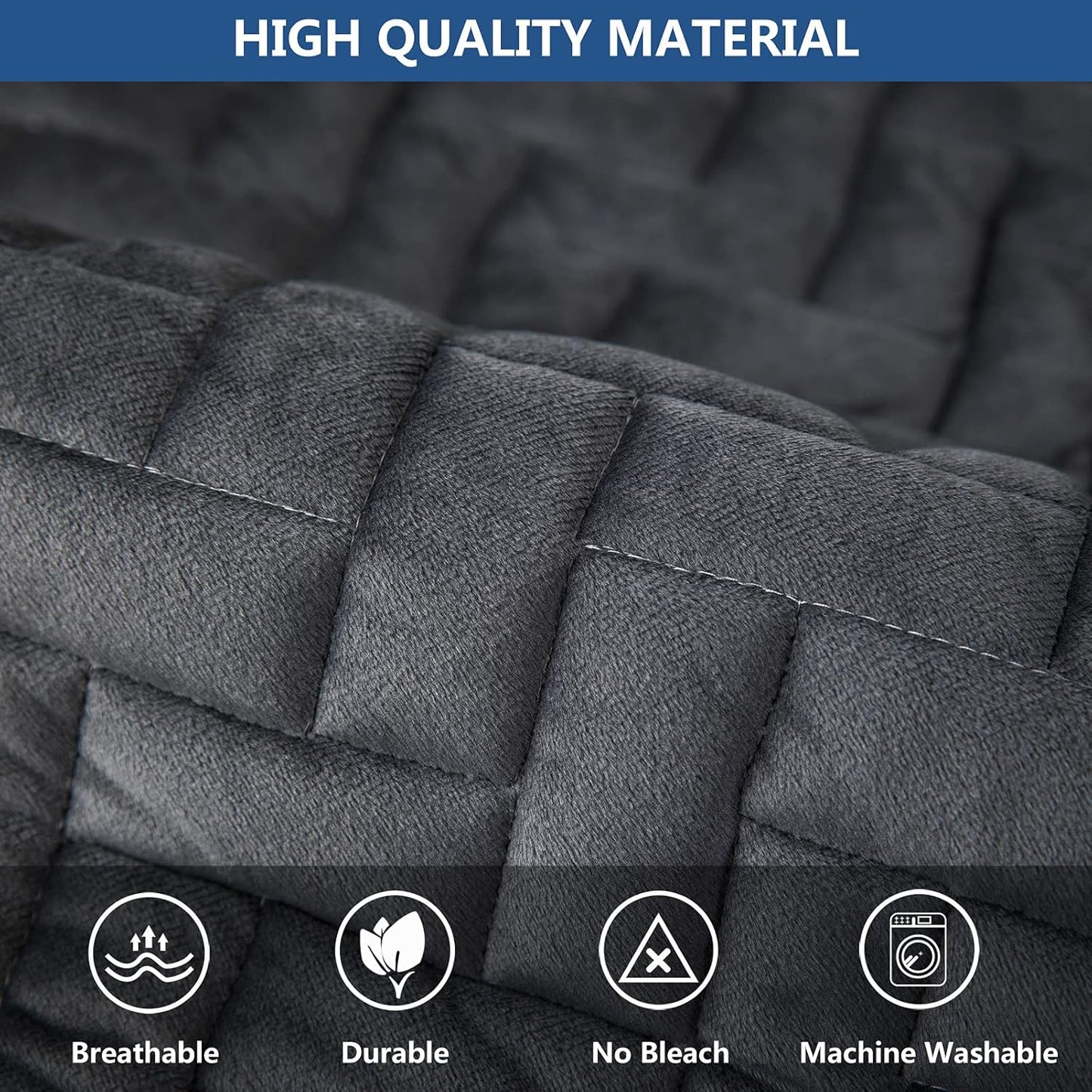 Eismodra Couch Cover,Sectional Couch Covers,Sofa Covers for 3 Cushion Couch,Anti-Slip Sofa Slipcovers for Dogs Cats Kids Loveseat Recliner L Shaped Armrest Backrest,Dark Gray 43''x63''(Only 1 Piece)