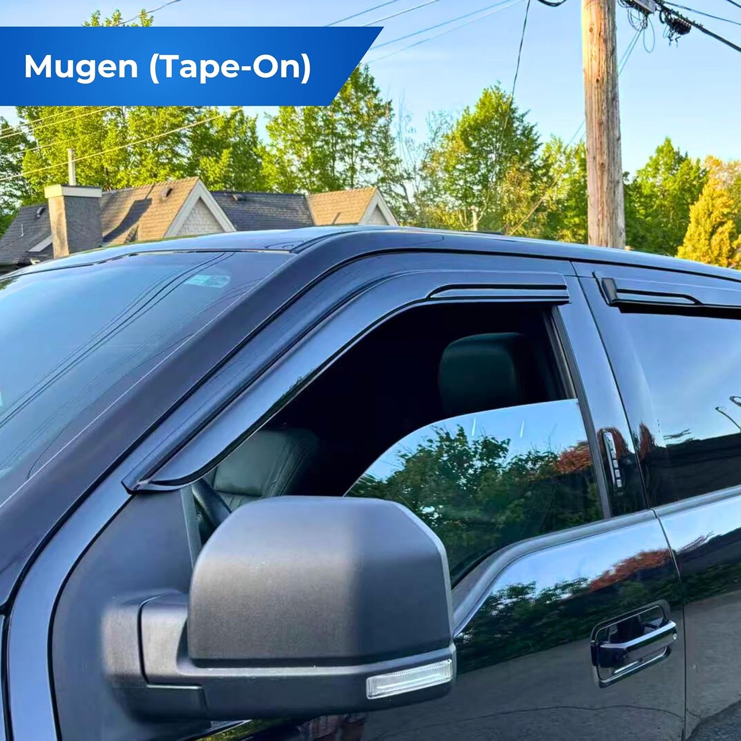 KPY Window Visor Compatible with Audi Q5 2009-2017, 4PC Rain Guard Side Window Vent Deflectors Tape-On Mugen Style, 2009 2010 2011 2012 2013 2014 2015 2016 2017